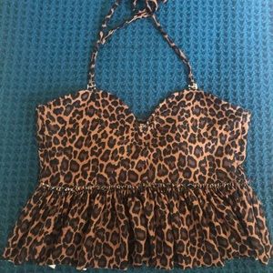 Kortni Jeane Leopard Print Sweetheart Top